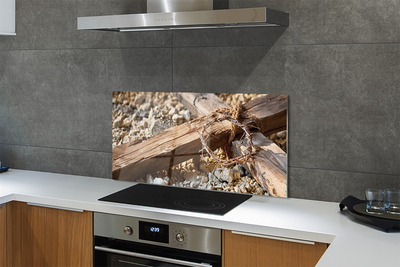 Painel de vidro Cruz, pedras, espinhos