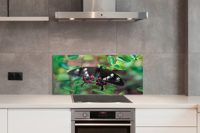 Painel de vidro Folhas coloridas de borboletas