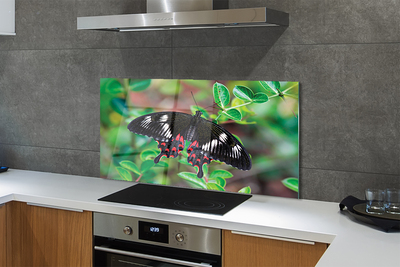 Painel de vidro Folhas coloridas de borboletas