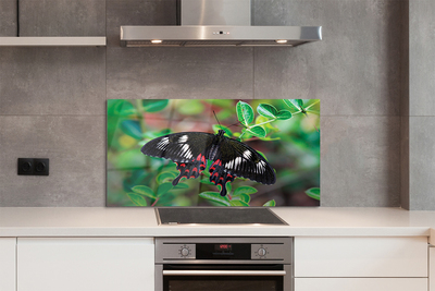 Painel de vidro Folhas coloridas de borboletas