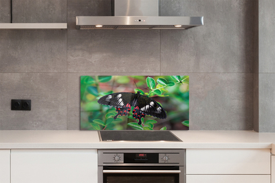 Painel de vidro Folhas coloridas de borboletas