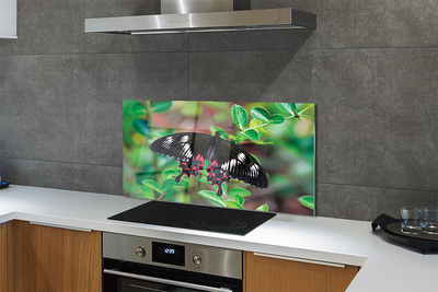 Painel de vidro Folhas coloridas de borboletas