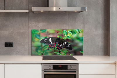 Painel de vidro Folhas coloridas de borboletas