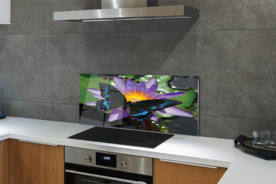 Painel de vidro Flor borboleta