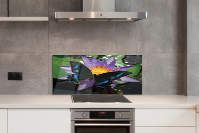 Painel de vidro Flor borboleta