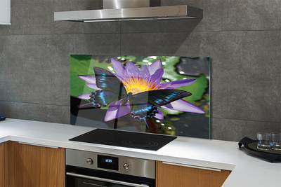 Painel de vidro Flor borboleta