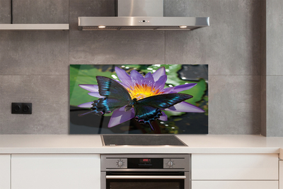 Painel de vidro Flor borboleta