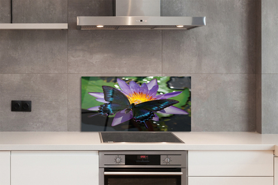 Painel de vidro Flor borboleta