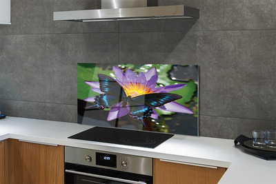 Painel de vidro Flor borboleta