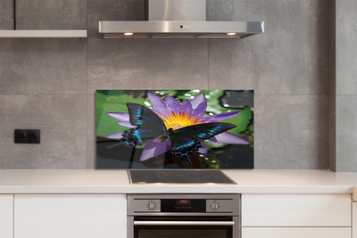 Painel de vidro Flor borboleta