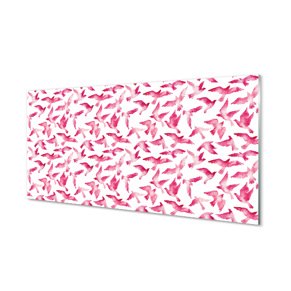Painel de vidro pássaros cor de rosa