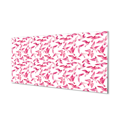 Painel de vidro pássaros cor de rosa