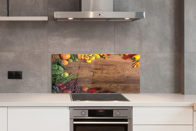 Painel de vidro Tábua de aspargos, abacaxi e maçã