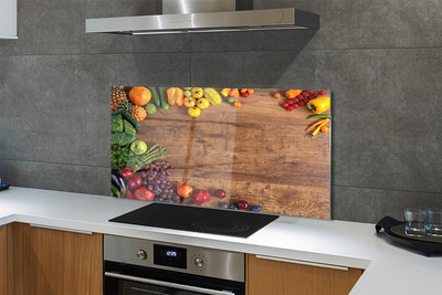 Painel de vidro Tábua de aspargos, abacaxi e maçã