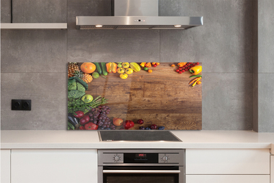 Painel de vidro Tábua de aspargos, abacaxi e maçã