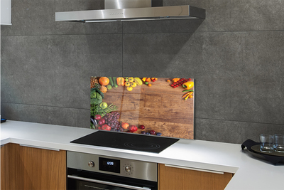 Painel de vidro Tábua de aspargos, abacaxi e maçã