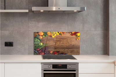 Painel de vidro Tábua de aspargos, abacaxi e maçã