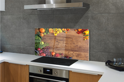 Painel de vidro Tábua de aspargos, abacaxi e maçã