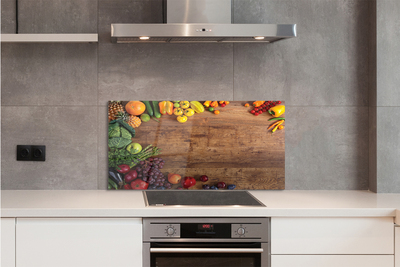 Painel de vidro Tábua de aspargos, abacaxi e maçã