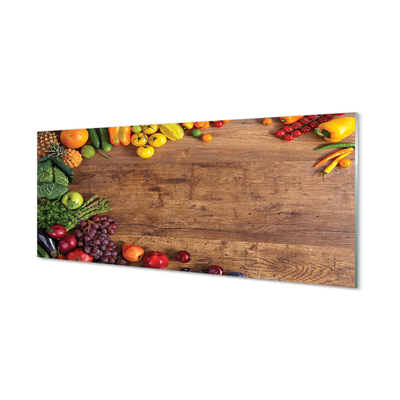 Painel de vidro Tábua de aspargos, abacaxi e maçã