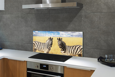 Painel de vidro Campo de zebras