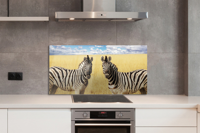 Painel de vidro Campo de zebras