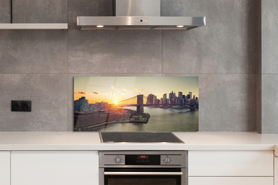 Painel de vidro Nascer do sol no rio Bridge