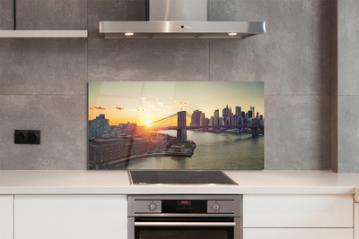 Painel de vidro Nascer do sol no rio Bridge