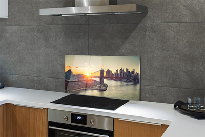 Painel de vidro Nascer do sol no rio Bridge