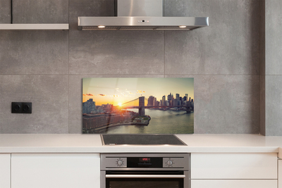 Painel de vidro Nascer do sol no rio Bridge