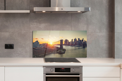 Painel de vidro Nascer do sol no rio Bridge