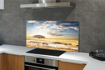 Painel de vidro Árvore de nuvens de zebras