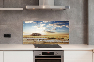 Painel de vidro Árvore de nuvens de zebras