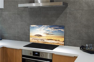 Painel de vidro Árvore de nuvens de zebras