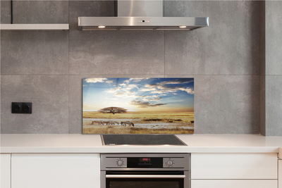 Painel de vidro Árvore de nuvens de zebras