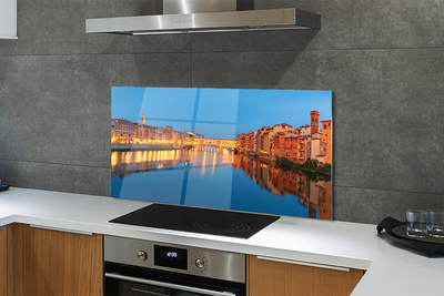 Painel de vidro Itália Rio Pontes Edifícios Noite