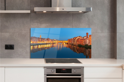 Painel de vidro Itália Rio Pontes Edifícios Noite