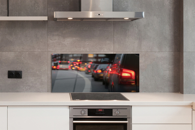 Painel de vidro Carros semáforos de trânsito rua cidade