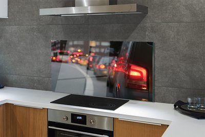 Painel de vidro Carros semáforos de trânsito rua cidade