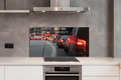 Painel de vidro Carros semáforos de trânsito rua cidade