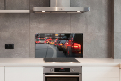 Painel de vidro Carros semáforos de trânsito rua cidade