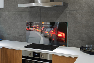 Painel de vidro Carros semáforos de trânsito rua cidade