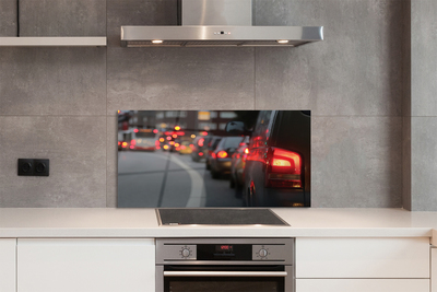 Painel de vidro Carros semáforos de trânsito rua cidade