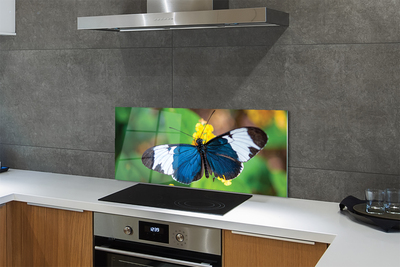 Painel de vidro Borboleta colorida em flores