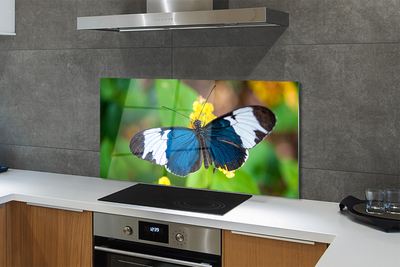 Painel de vidro Borboleta colorida em flores