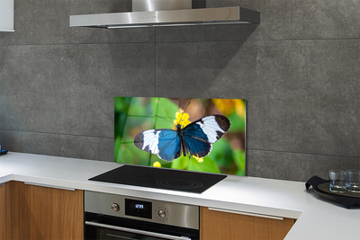 Painel de vidro Borboleta colorida em flores