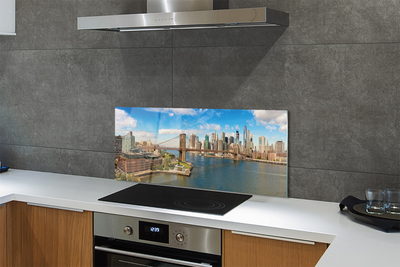 Painel de vidro Panorama da ponte arranha-céus