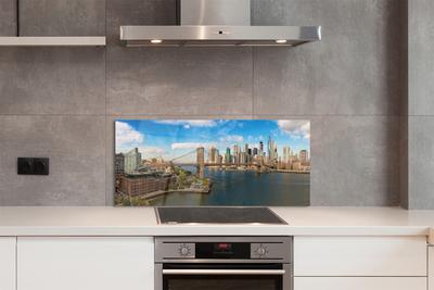 Painel de vidro Panorama da ponte arranha-céus