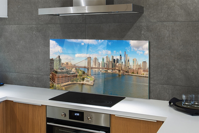 Painel de vidro Panorama da ponte arranha-céus