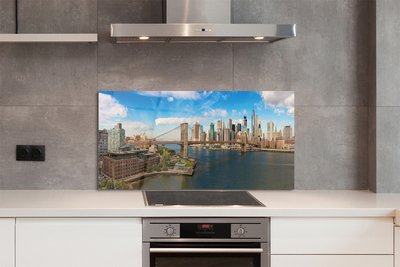 Painel de vidro Panorama da ponte arranha-céus